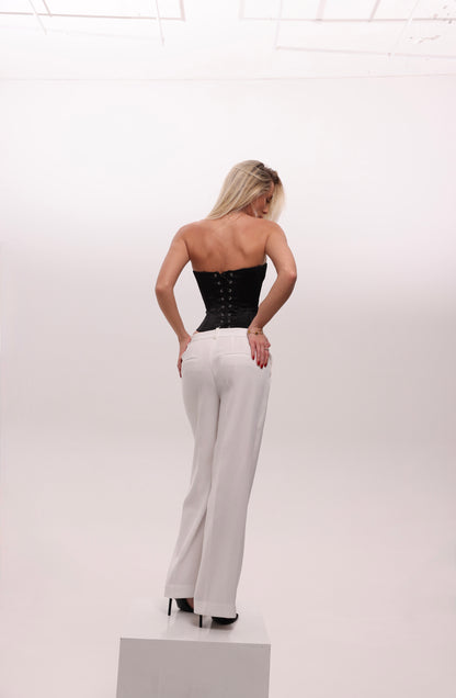 Satin corset with clasps