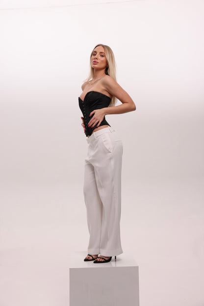 Satin corset with clasps